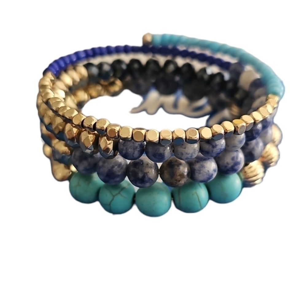 Cool Multicolor Natural Stone Coil Bracelet